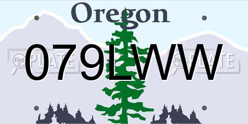 079LWW Oregon License Plate