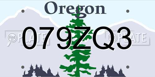 079ZQ3 Oregon License Plate