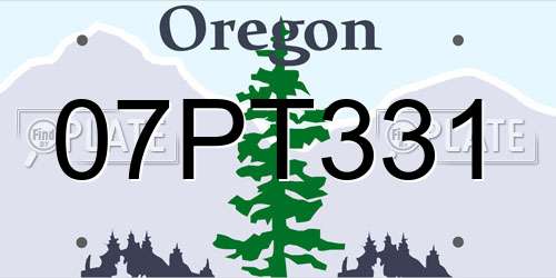07PT331 Oregon License Plate