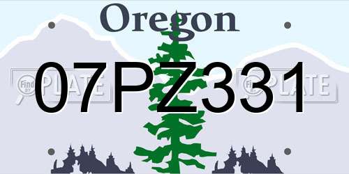 07PZ331 Oregon License Plate