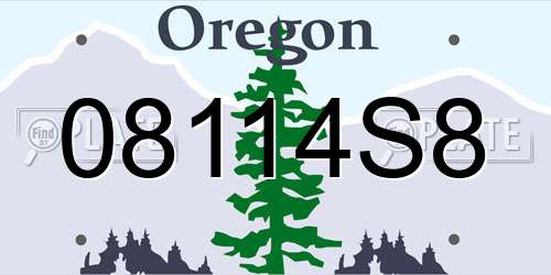 08114S8 Oregon License Plate