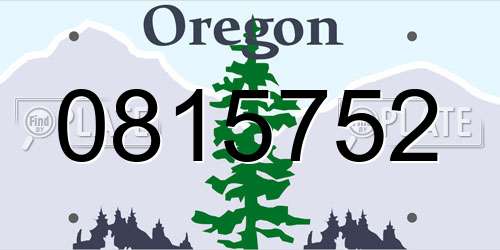 0815752 Oregon License Plate