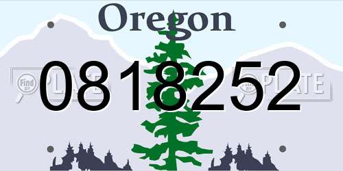 0818252 Oregon License Plate