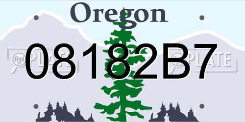 08182B7 Oregon License Plate