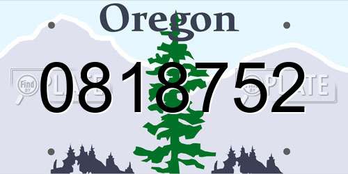 0818752 Oregon License Plate