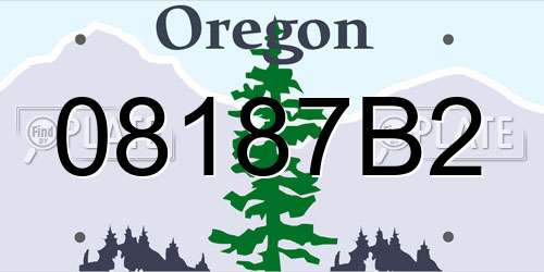 08187B2 Oregon License Plate