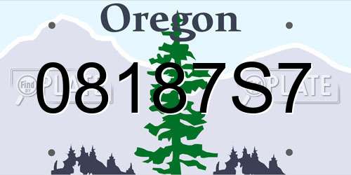 08187S7 Oregon License Plate