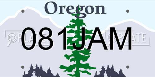 081JAM Oregon License Plate