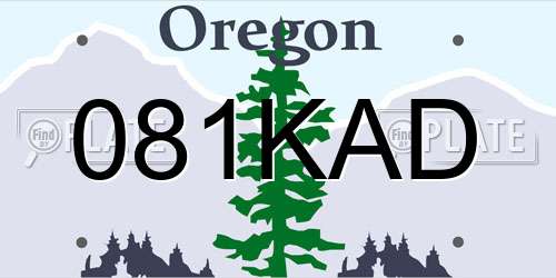 081KAD Oregon License Plate