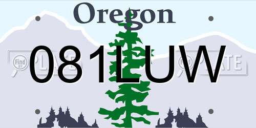 081LUW Oregon License Plate