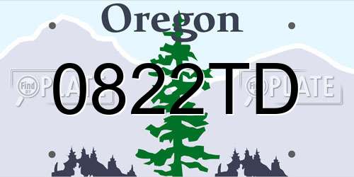 0822TD Oregon License Plate