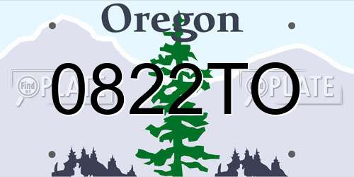 0822TO Oregon License Plate