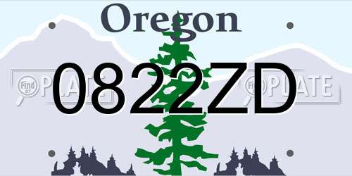 0822ZD Oregon License Plate
