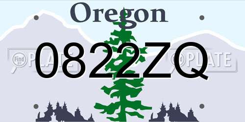 0822ZQ Oregon License Plate