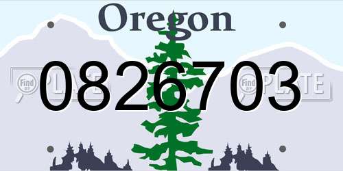 0826703 Oregon License Plate