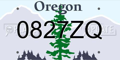 0827ZQ Oregon License Plate