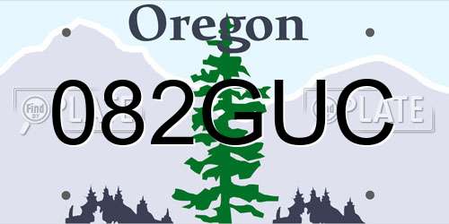 082GUC Oregon License Plate