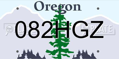 082HGZ Oregon License Plate