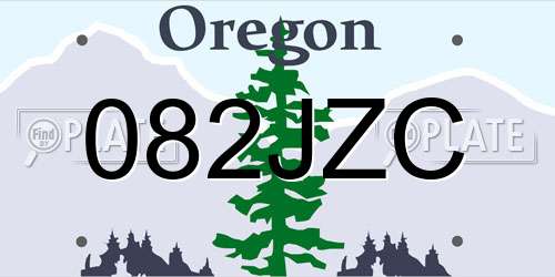 082JZC Oregon License Plate