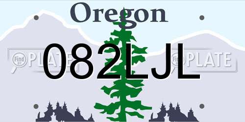 082LJL Oregon License Plate
