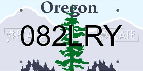 082LRY Oregon License Plate