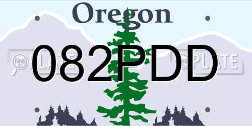 082PDD Oregon License Plate