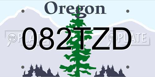 082TZD Oregon License Plate
