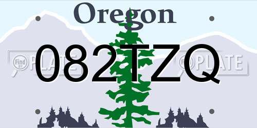 082TZQ Oregon License Plate