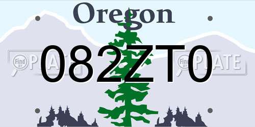 082ZT0 Oregon License Plate