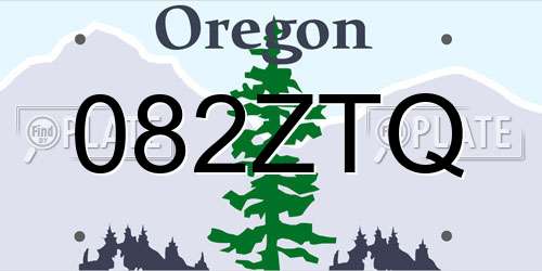 082ZTQ Oregon License Plate