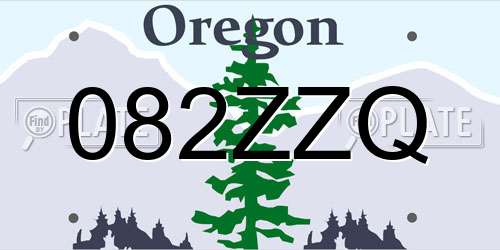 082ZZQ Oregon License Plate