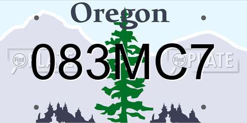 083MC7 Oregon License Plate