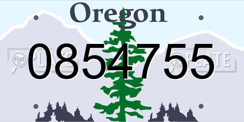 0854755 Oregon License Plate