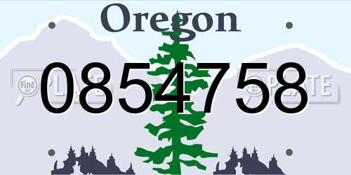 0854758 Oregon License Plate