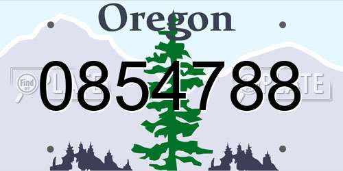 0854788 Oregon License Plate