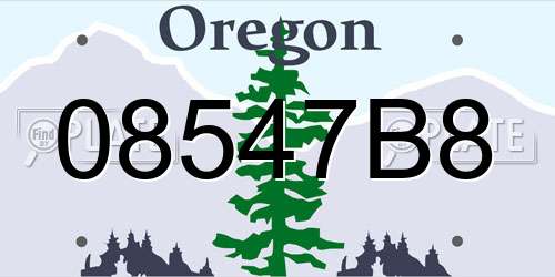 08547B8 Oregon License Plate