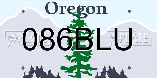 086BLU Oregon License Plate