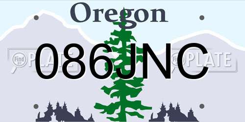 086JNC Oregon License Plate