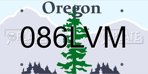 086LVM Oregon License Plate