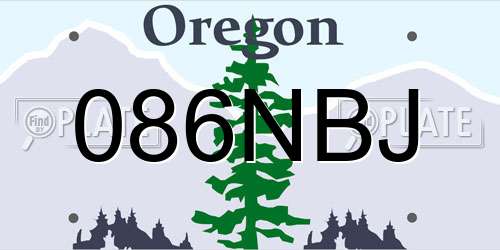 086NBJ Oregon License Plate