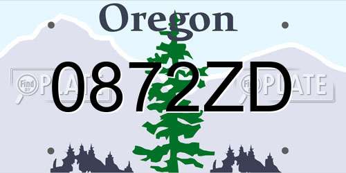 0872ZD Oregon License Plate