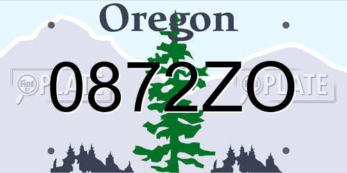 0872ZO Oregon License Plate