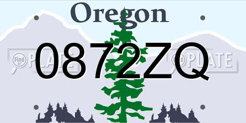 0872ZQ Oregon License Plate