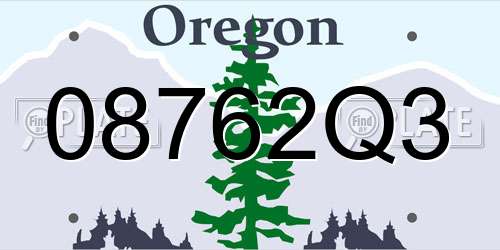 08762Q3 Oregon License Plate