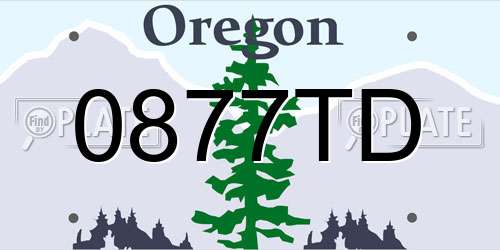 0877TD Oregon License Plate