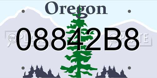 08842B8 Oregon License Plate