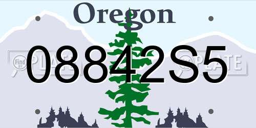 08842S5 Oregon License Plate
