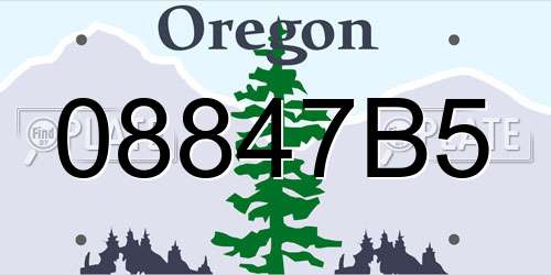 08847B5 Oregon License Plate