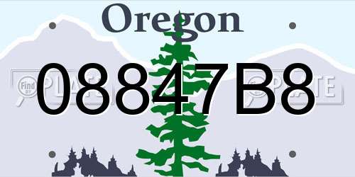 08847B8 Oregon License Plate