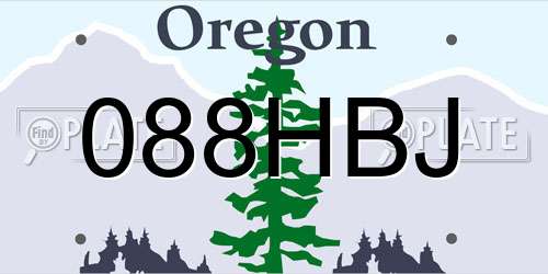 088HBJ Oregon License Plate